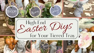 HIGH END EASTER TIERED TRAY DECOR 🐰 High End Dup 😱 Dollar Tree Easter DIYs 🐰🥕