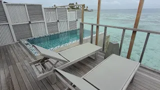 Oblu Select Sangeli Maldives resort. Water villa with pool room tour. Review @WetravelMaldives