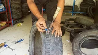 Best unseen method of making tubeless puncture, mushroom patch how to fix puncture ( tubeless tyre)