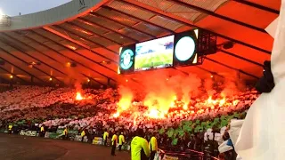 WOW! GREEN BRIGADE! celtic ultras tifo display | Hibernian 1-2 Celtic Premier Sports Cup Final