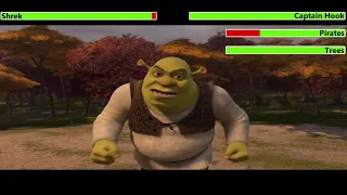 Shrek & Friends vs. Captain Hook with healthbars