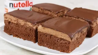 Saftige Nutella Schnitten - Nutella Kuchen I Schokoladen Kuchen