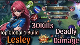 Maniac + 30 Kills!! Lesley insane gameplay | Top Global Lesley Best Build