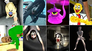 Crawling Jumpscares Battle #6 - Ice Scream 4 - FGTeeV Goozy - Momo Game - Baldi Grandpa - Ayuwoki