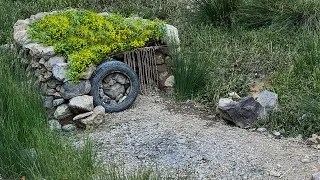 Building Stone Shelter from start to finish with Fireplace outside, Diy, ASMR