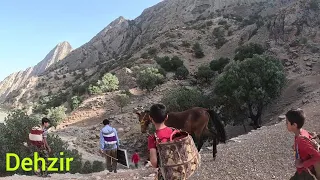 The migration of the nomadic family in the Sabr mountains towards the village