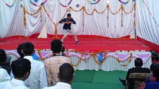 Front view of best break dance in college fresher party.