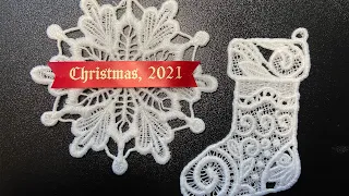 Free Standing Lace Stocking Ornament Machine Embroidery