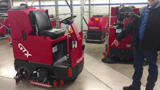 Marco-co Equipment Factory Cat GTX 30C Battery Powered Mid Sized Rider Scrubber Demonstration