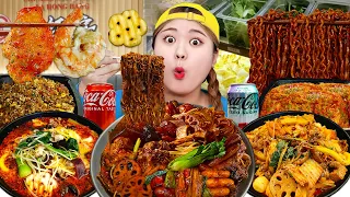 ASMR MUKBANG 신메뉴 짜파게티 마라샹궈 & 짜파게티 볶음밥 먹방! MALA XIANG GUO & BLACK BEAN NOODLES EATING SOUND | HIU 하이유