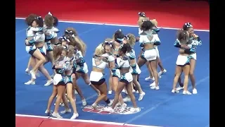 Most Iconic Cheer Routine EVER! 1-3-5-7 MUSIC STOPS! COUGARS ~ NCA CHAMPIONS!