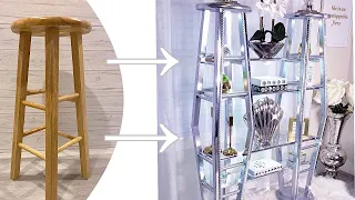 SEE HOW I TURNED STOOLS INTO A HIGH END SHELVING UNIT