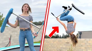 MY SISTER TRIES TRAMP SCOOTER (Backflip!?)