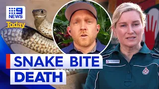 Snake season warning after man killed saving friend | 9 News Australia