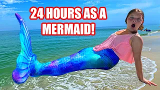 24 Hours as a Mermaid in the Ocean! Aubrey Wears a Mermaid Tail for 24 Hours