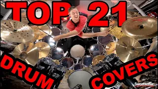 TOP 21 DRUM COVERS on the MEGA KIT! My Biggest Drum Set EVER!