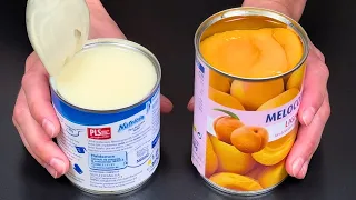 Beat condensed milk with peaches! The best no-bake summer dessert!