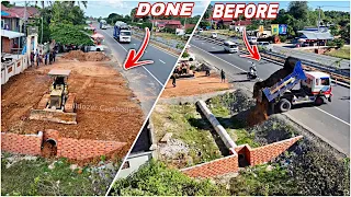 Full Video!! Start New Project  5Ton Truck Stopped On Asean Road to Landfill with soil And Bulldozer