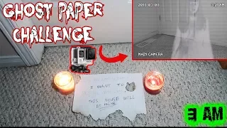 (GHOST FOOTAGE) DONT PLAY THE GHOST PAPER CHALLENGE AT 3 AM | WE PUT A CAMERA BEHIND THE DOOR!