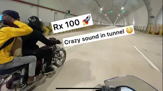 Rx 100 vs ktm rc 390 || crazy sound in tunnel 😳    #rx100 #ktmrc390 #tunnel #crazysound