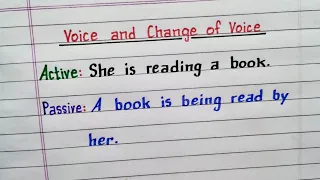 Change of Voice | Active and Passive | Grammar | She is reading a book | Calligraphy Handwriting