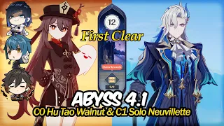 C0 Hutao Walnut & C1 Solo Neuvillette | Genshin Impact Abyss 4.1  - Floor 12 9 Star