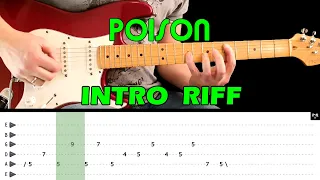 POISON - Guitar lesson - Intro Riff (with tabs & EXTRA slow lesson) - Alice Cooper