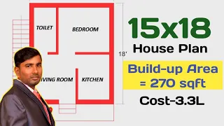 15*18 small house plan||15x18 building plan||1bhk home design||15*18 Makan ka naksha