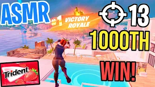 ASMR Gaming 🤩 Fortnite 1000th Victory! Relaxing Gum Chewing 🎮🎧 Controller Sounds + Whispering 💤