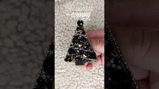 Brooch Christmas tree. Black beaded brooch #shorts