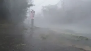 Powerful Eyewall Wind, Torrential Rain - 4K Stock Footage Typhoon Trami Okinawa