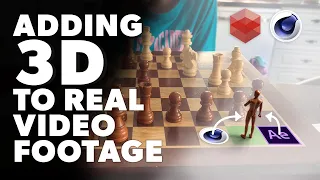 C4D Tutorial - Add Animated CGI Chess Man to Real Video Footage  [ c4d / Redshift / After Effects ]