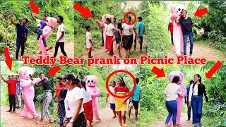 Teddy Bear Prank on Picnic Place 🤣❤ || Public crazy reaction😂 || Teddy funny dance || CM Teddy