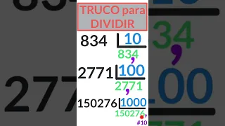 🔥TRUCO Para DIVIDIR Números Por 10,100,1000,10000,... En SEGUNDOS🔥