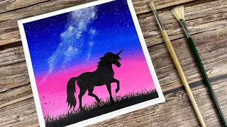 Beautiful Unicorn Painting Idea For Beginner - Easy Acrylic Painting Idea #45