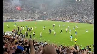 OM Strasbourg explosion du stade au coup de sifflet final; on est en CL