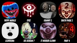 Poppy Mobile, Eyes The Horror, Granny 2, Death Park 2, Slendrina, Ice Scream 7...