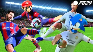 FIFA 24 | MESSI & MARIO vs RONALDO & SONIC | BARCELONA - REAL MADRID