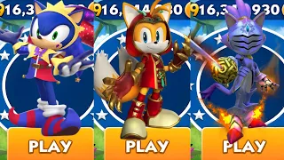 Sonic Dash -  Jester Sonic vs Dragonclaw Tails vs Sir percival  - All Characters Unlocked - Gameplay