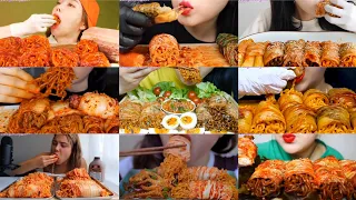 *Kimchi wrapped noodles Eating ASMR*/ noodles mukbang ASMR