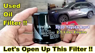Toyota Oil Filter 90915-YZZN1 Cut Open, Used Toyota Oil Filter Cut Open