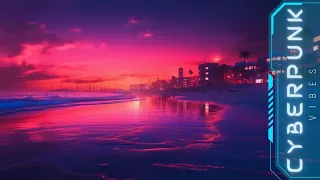 Experience the Synthwave Beach Sunset Magic & Cyberpunk Cityscape