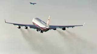 The ground trembles when he takes off. IL-96-400 take-off and Tu-154M go around (2022)