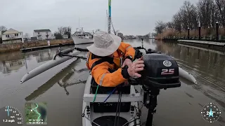 Frostbite Sail Delaware Bay - Pea Patch Island - Cold, Rain, Fog - January Hobie Tandem Island Sail!