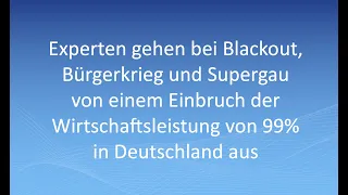 Experten gehen bei Blackout, Bürgerkrieg und Supergau von einem Einbruch der Wirtschaft von 99% aus