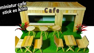 DIY - cara membuat miniatur cafe dari stik es krim || miniature coffee shop