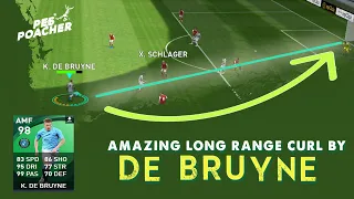 Long Range Drive goal by de bruyne in Pes 2021 • Score Beautiful Curve Shots || Pes21