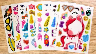 [Sticker Play] 알록달록 귀여운 유니콘 스티커를 예쁘게 꾸미기| Decorate Cute Rainbow Unicorn Stickers with Accessories