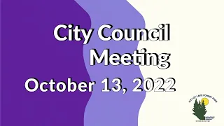 October 13, 2022 Regular Business Meeting