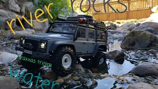 Traxxas trx4m / land rover defender / river sand & rock overlanding